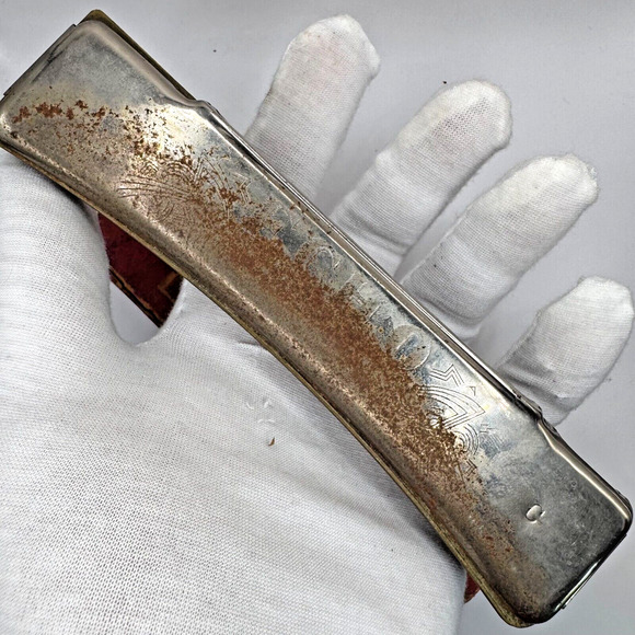 1940s M. Hohner Echo C Key Curved Harmonica Grand Prix Germany Original Box Read - Picture 3 of 16